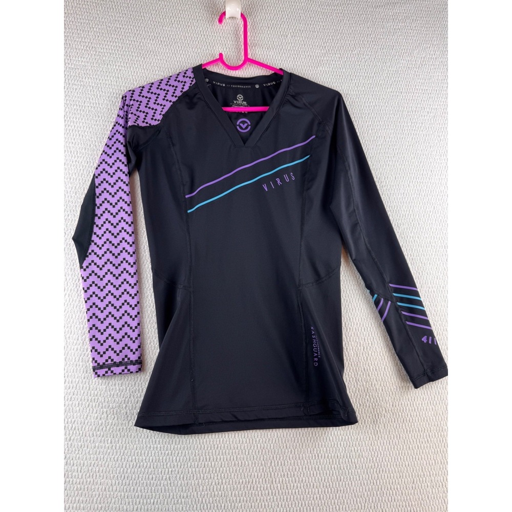 Virus Performance Womens S Black Purple Candice Appleby Long Sleeve Rashguard